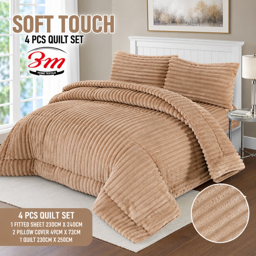 Beige BM 4 PCs Soft Touch Shaggy Set