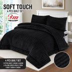Black BM 4 PCs Soft Touch Shaggy Set