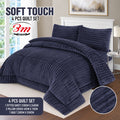 Navy Blue BM 4 PCs Soft Touch Shaggy Set