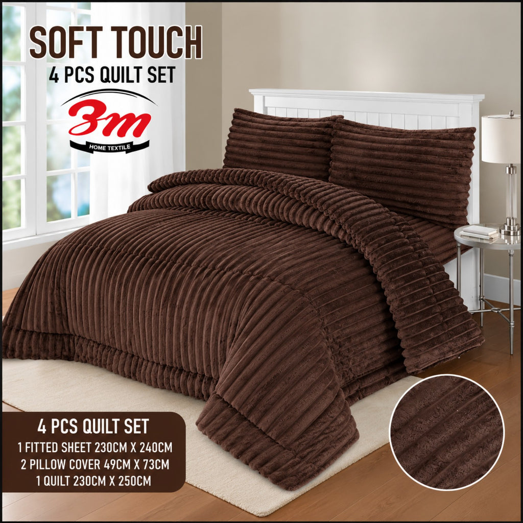 Brown BM 4 PCs Soft Touch Shaggy Set