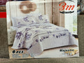 White Light Grey Floral BM 6 PCs Comforter Set