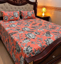 Coral Floral Cotton Sotton King Size Bedsheet