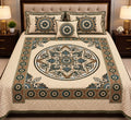 Brown Teal Floral Alpha Mora Bedsheet - Hero