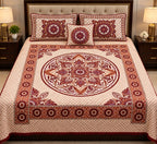 Maroon Mandala Floral Alpha Mora Bedsheet - Hero