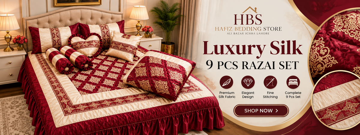 Luxury Silk 9 PCs Razai Set - Hafiz Bedding Store