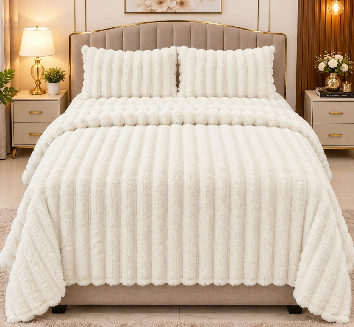 White Plain Fleece 4 PCs Set